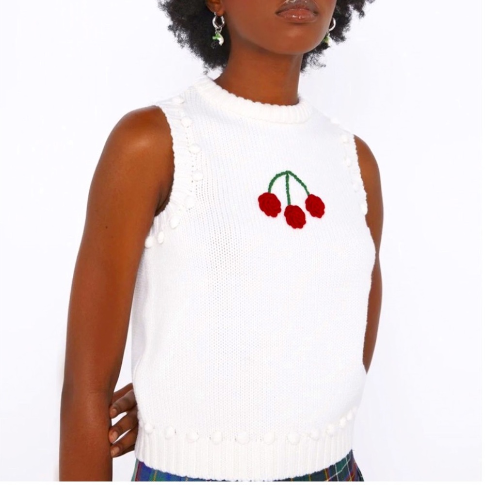 NWT Shrimps Queenie Sweater Vest in White Merino Wool Size UK 10 (US 6)